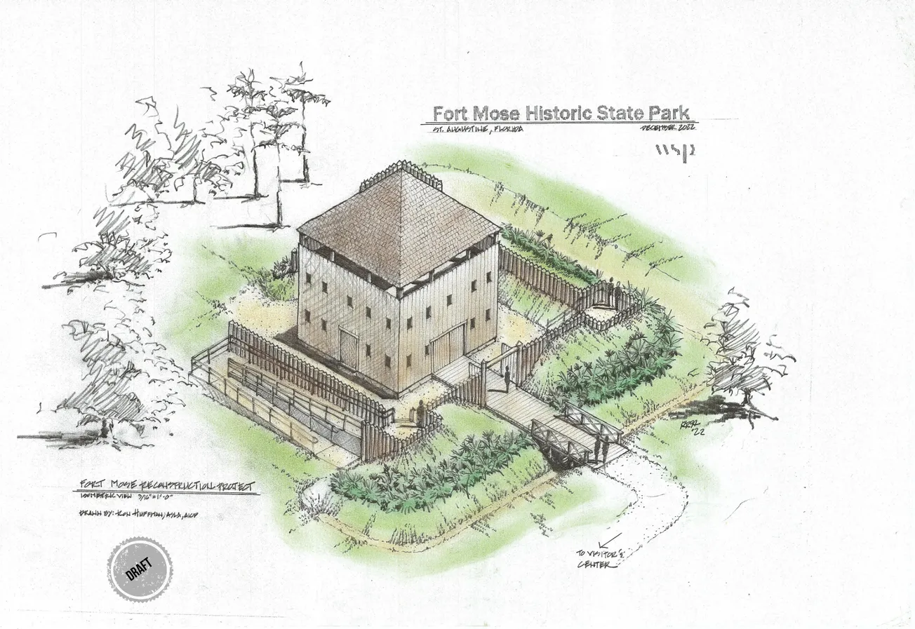 Renders out for reconstruction of Fort Mose—first free Black settlement in America