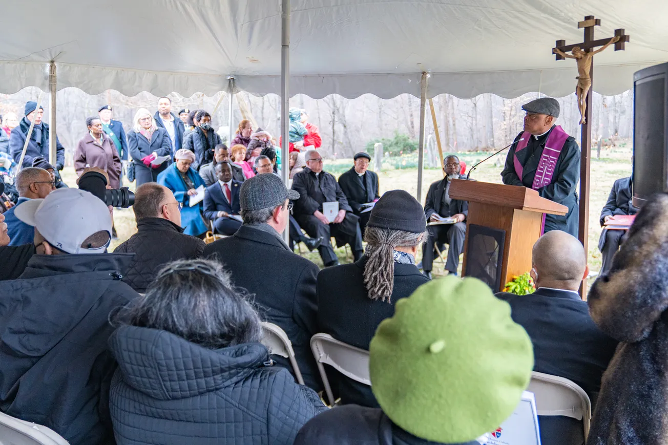 Cardinal Wilton Gregory blesses rediscovered gravesite of Jesuits' slaves in Maryland